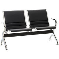 WARTEBANK Frankfurt 2-Sitzer Nantes Kunstleder Schwarz Wartestühle - Schwarz, Leder (125/78/70cm) - DELUKE