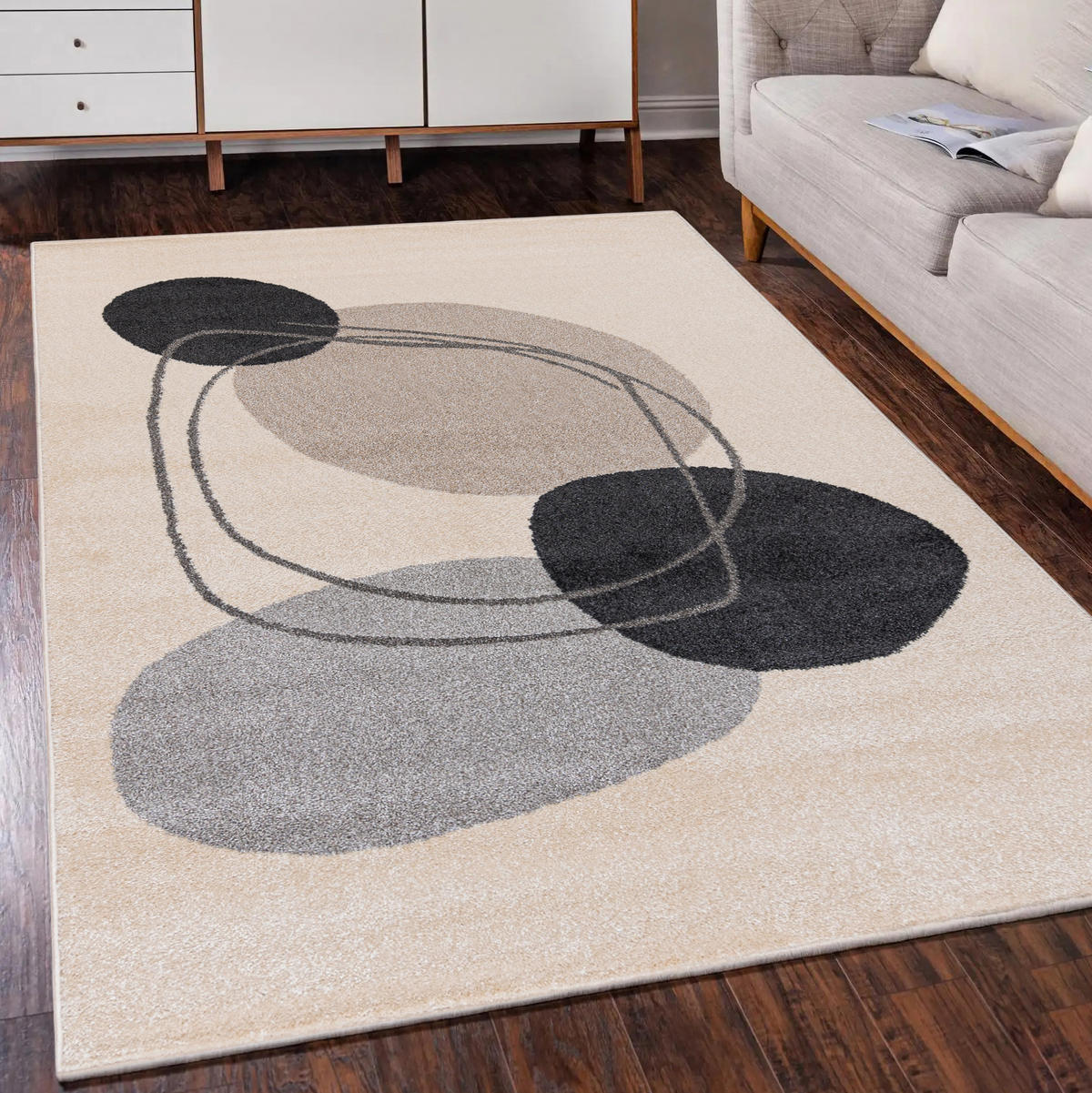 TEPPICH Beige Geometrisch In-Outdoor Pflanzlich Kurzflor Rechteckig 200 x 300 cm - Sandfarben, Textil (200/300cm) - Mazovia