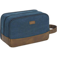 KULTURTASCHE Herren Blau Canvas/Veganes Leder 25 cm - Blau, Textil (5/2/5cm)
