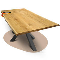 ESSTISCH Massivholz mit Baumkante RAGNAR 260x100 cm Eichenholz H-Spider Gestell - Braun, Holz/Metall (100/260/76cm) - DELUKE