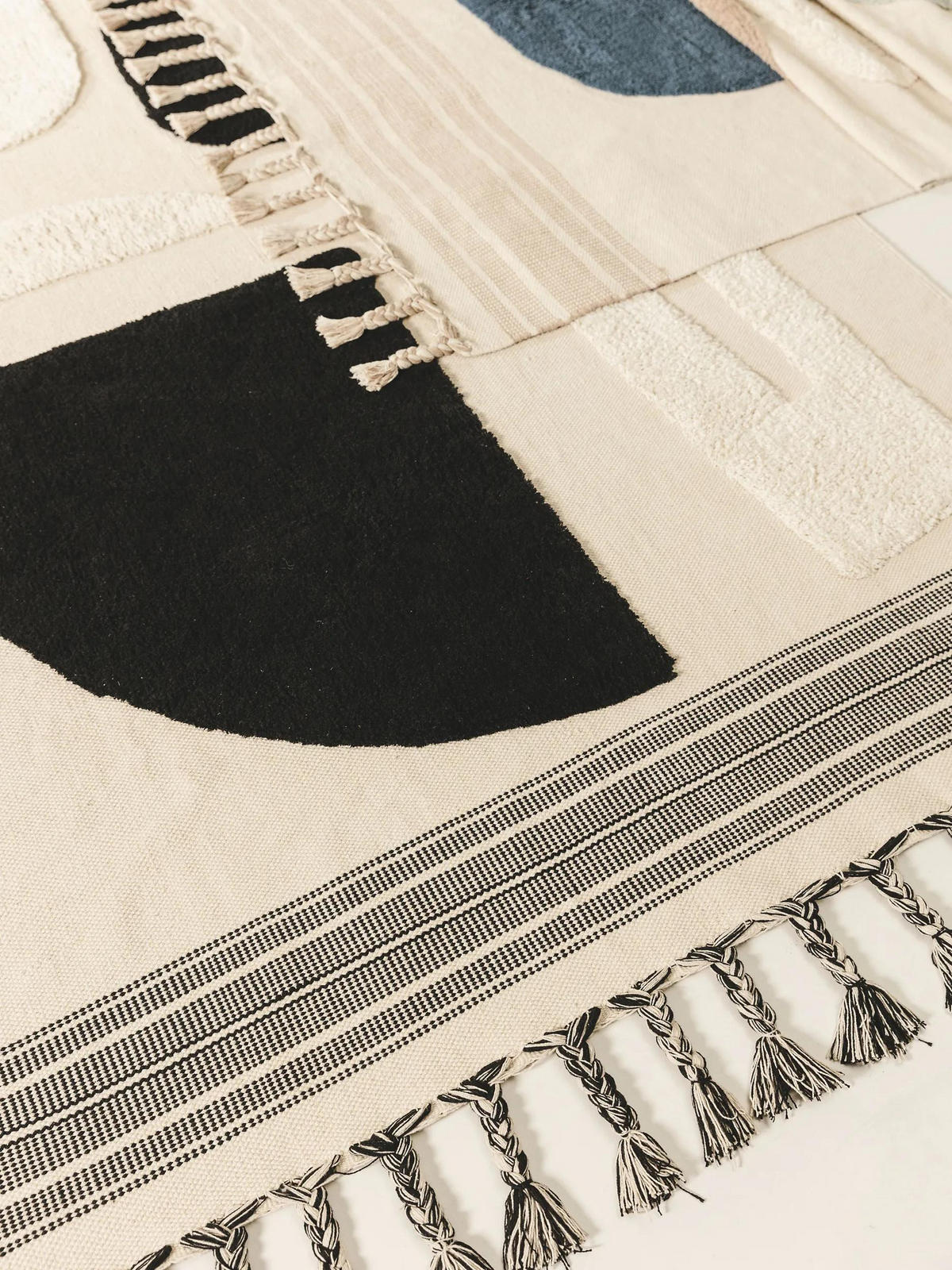 BAUMWOLLTEPPICH Gibson Schwarz/Weiß 200x300 cm - Schwarz, Textil (200/300cm) - benuta Pop