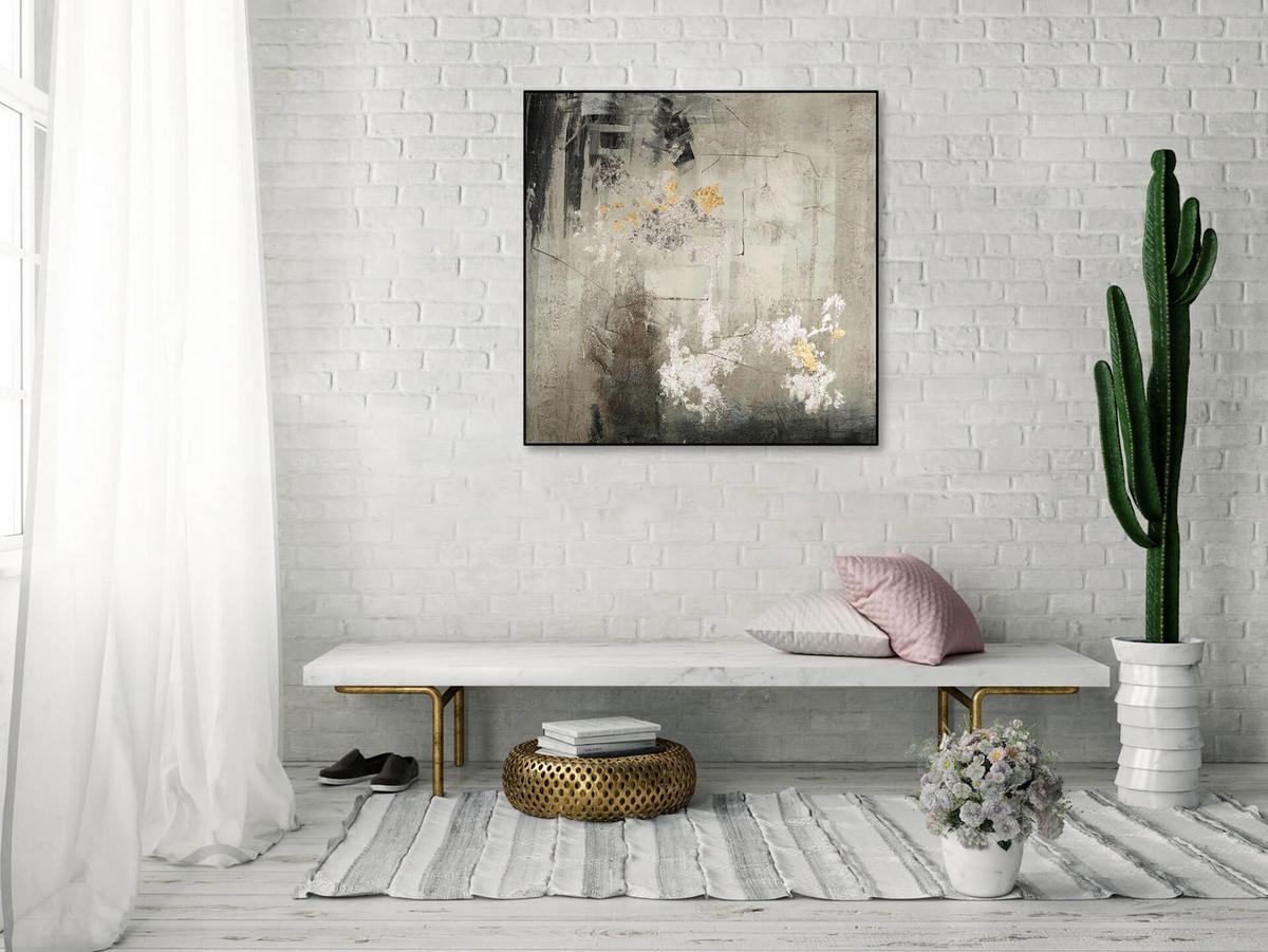 ÖLGEMÄLDE 80/80 cm - Grau, Holz/Textil (1.67/80cm) - KUNSTLOFT