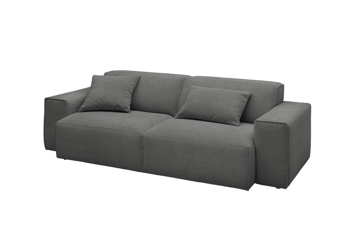 SOFA RANI Anthrazit Cord - Anthrazit/Schwarz, Kunststoff/Textil (256/71/101cm) - KAWOLA