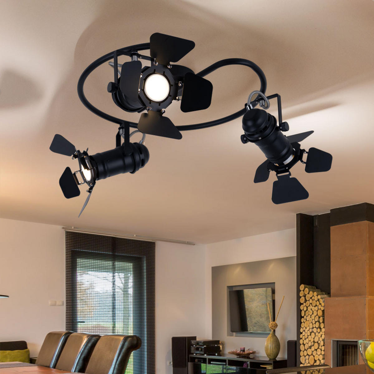 DECKENLEUCHTE Metall Schwarz 3-flammig - Schwarz, Metall (40/40/26.5cm) - Globo Lighting