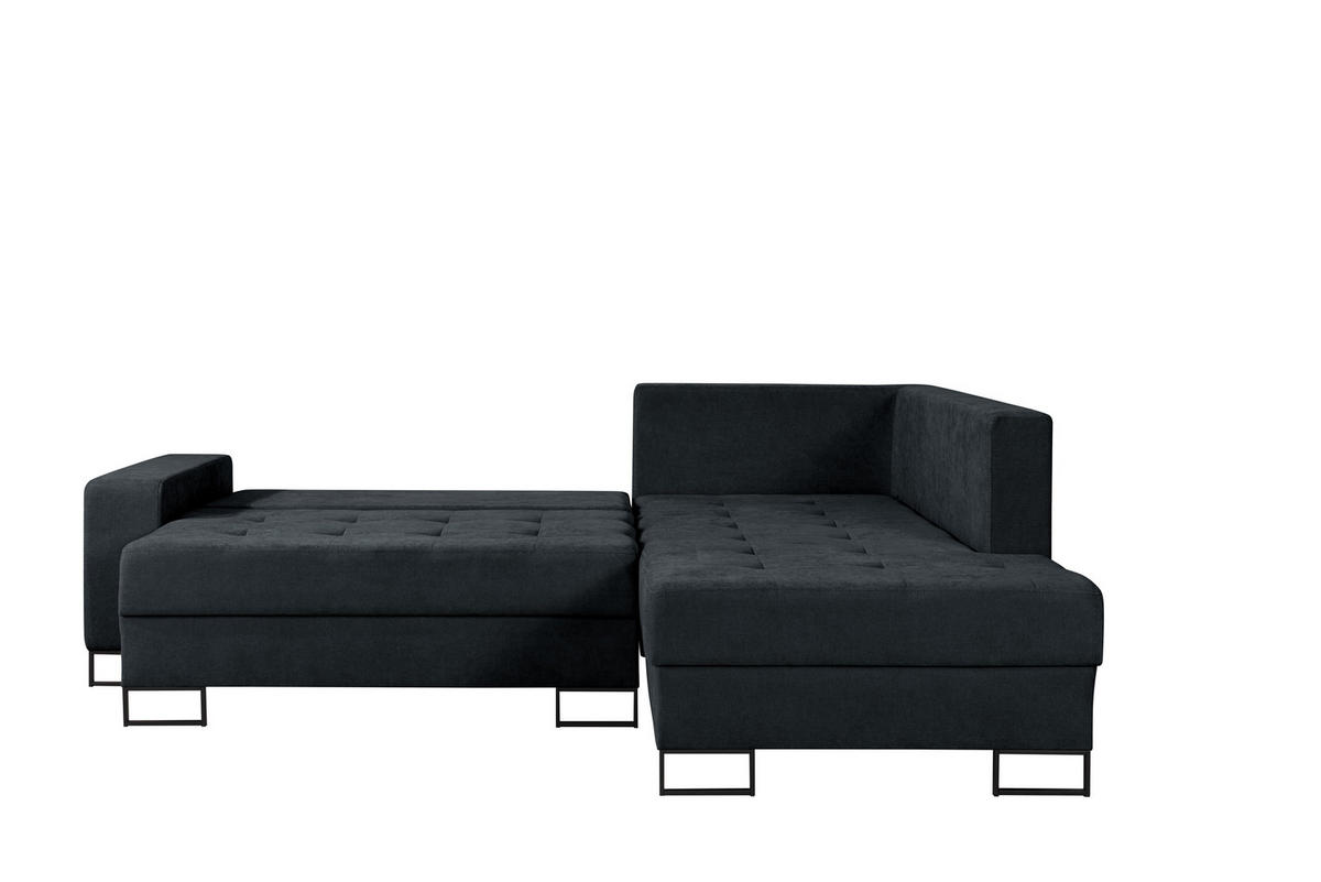 ECKSOFA mit Schlaffunktion Rechts Schwarz Chenille - 245x200 cm - Trevi - Schwarz, Holzwerkstoff/Textil (245/200cm) - Ravio