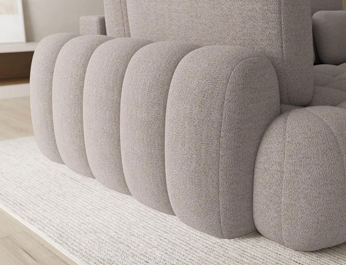 ECKSOFA COZION L-Form mit Schlaffunktion & Bettkasten – Modernes 3-Sitzer Sofa, HR-Kaltschaum, Wellenfederung, 267 × 165 cm - Ecru/Schwarz, Kunststoff (165/267cm) - Wohnideebilder