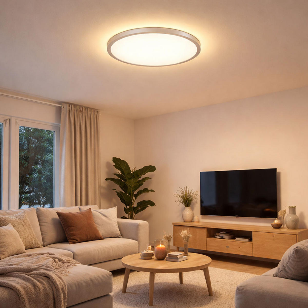 LED DECKENLEUCHTE Backlight Silber - Silberfarben, Kunststoff (42.5/42.5/3.4cm) - Briloner