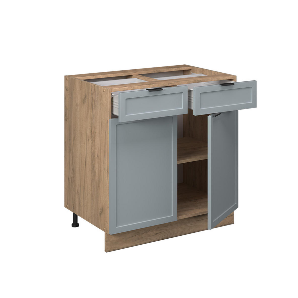 KÜCHENUNTERSCHRANK Fame-Line Hellblau-grau 80 cm, AP Anthrazit - Honigeiche/Eiche Wotan, Holzwerkstoff (80/82/60cm) - Vicco