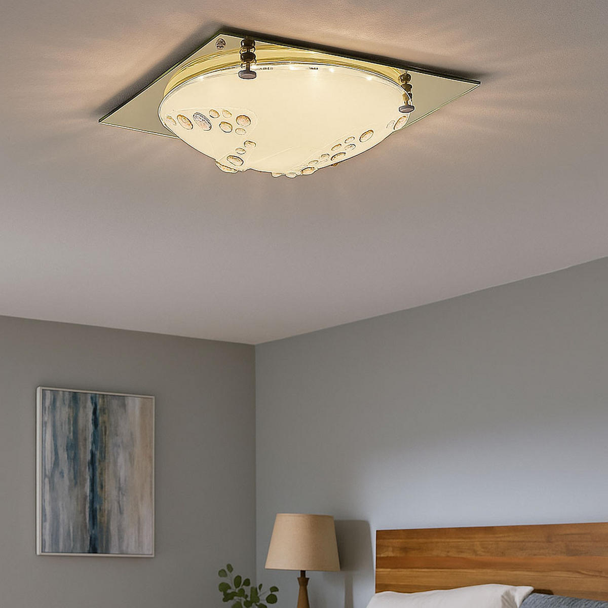 LED DECKENLEUCHTE Metall Glas Orange Kristalloptik - Orange, Glas (31.5/31.5/8.5cm) - Globo Lighting