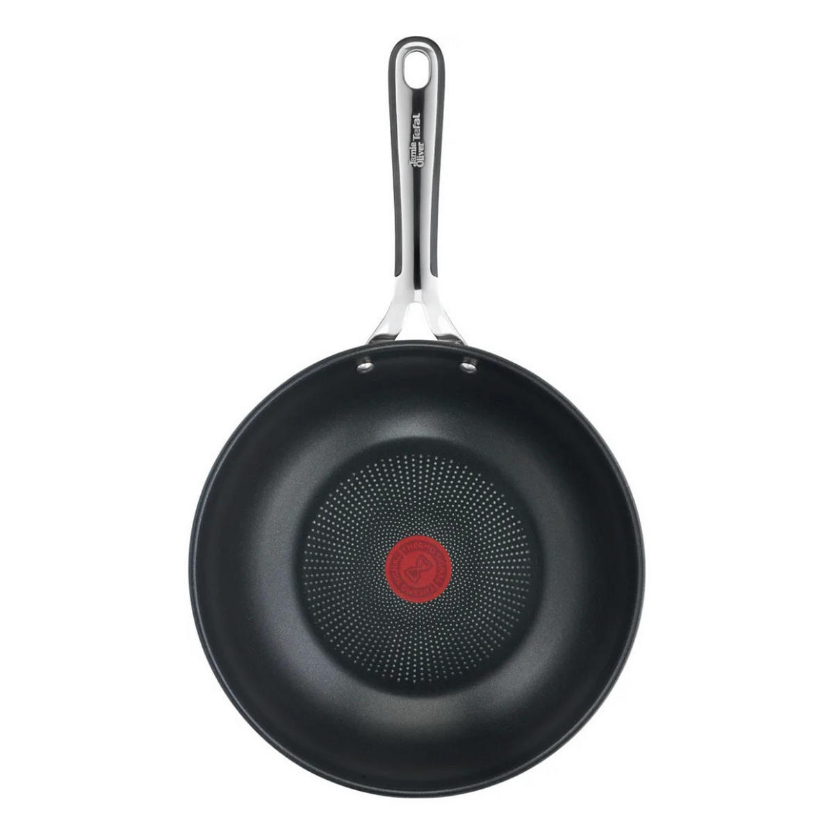 WOKPFANNE Jamie Oliver Edelstahl 28 Cm Induktion Titanium Antihaft Tefal - Silberfarben/Schwarz, Kunststoff/Metall (28cm) - Tefal