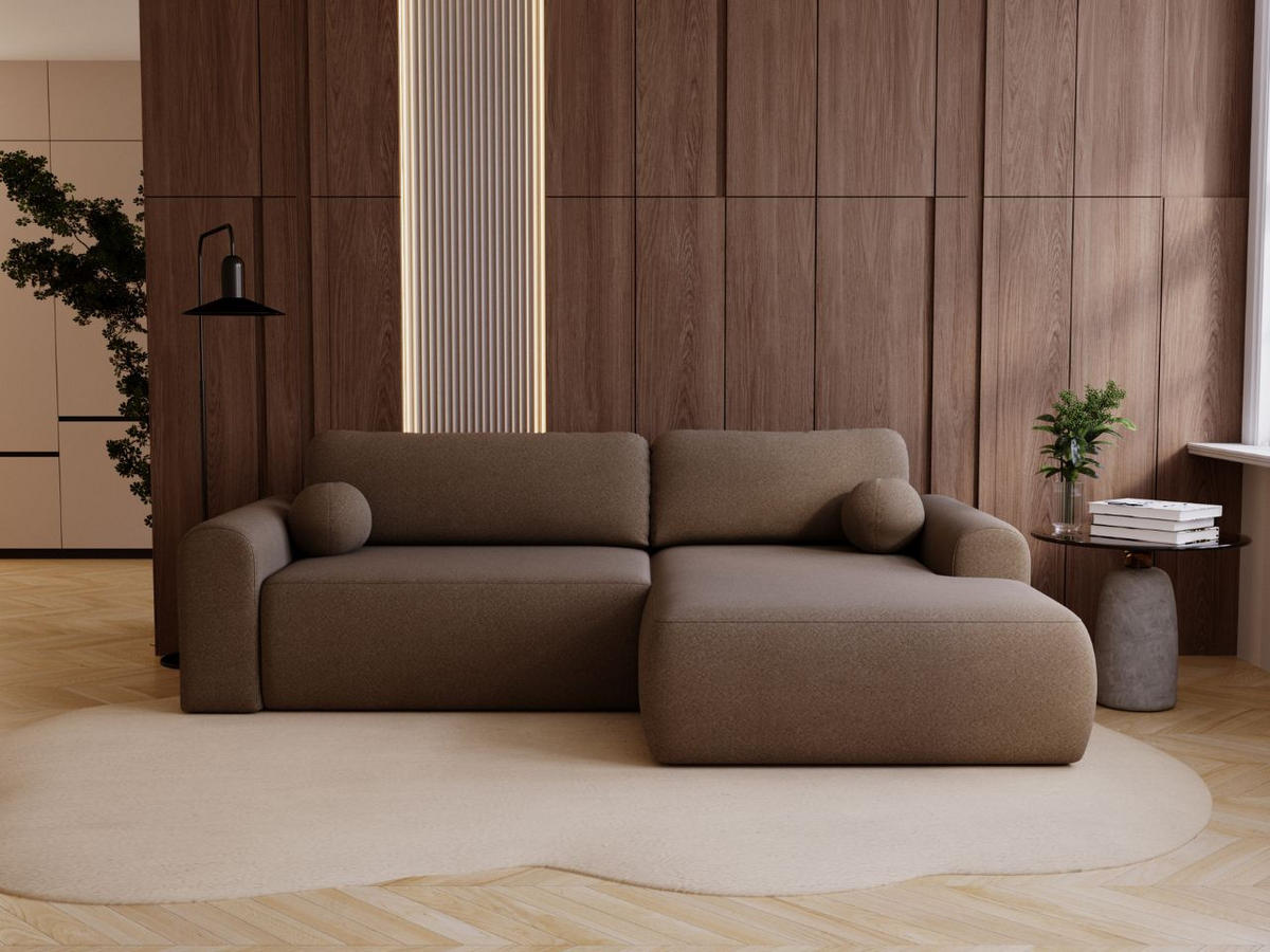 ECKSOFA Savana Braun Links - Braun, Holz/Textil (257/177cm) - Graingold