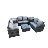 LOUNGESOFA-SET Polyrattan Dunkelgrau 6-Sitzer - Dunkelgrau, Metall - Fimous