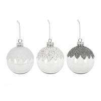 WEIHNACHTSKUGELN 3er-Set transparent mit Pailletten verschiedene Designs, 20 cm - Transparent/Silberfarben, Kunststoff (70/24/70cm) - LAALU