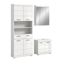 BADKOMBINATION 3tlg. Scout Bad in weiß Nachbildung und weiß hochglanz B/H/T: 149x191x34 cm - Weiß, Holz (149/191/34cm)