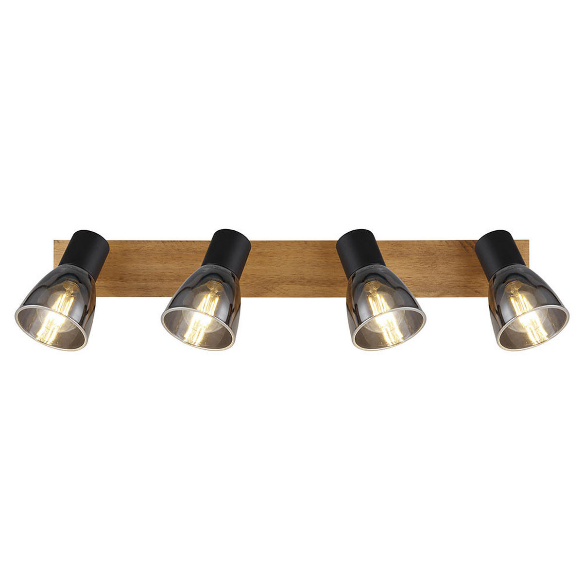LED DECKENLEUCHTE Holz Schwarz Rauchglas - Schwarz, Holz (50/7/15.5cm) - Globo Lighting