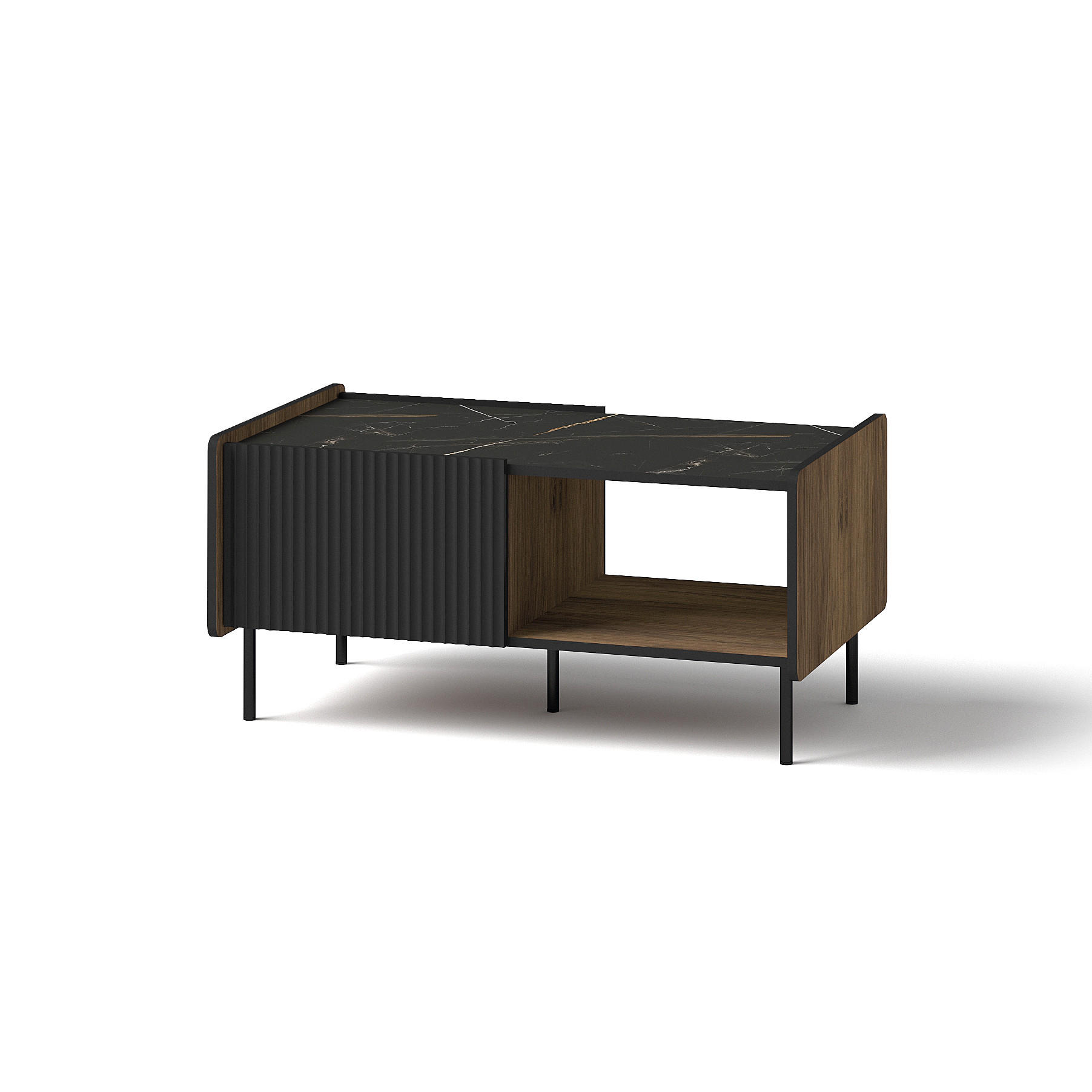 Beautysofa Couchtisch Schwarz, Dunkelbraun 99x58x47 cm