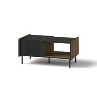 COUCHTISCH Piano mit 2 Türen, Mattschwarz + Warmia-Nussbaum - Dunkelbraun/Schwarz, Holzwerkstoff (47/99/58cm) - Beautysofa