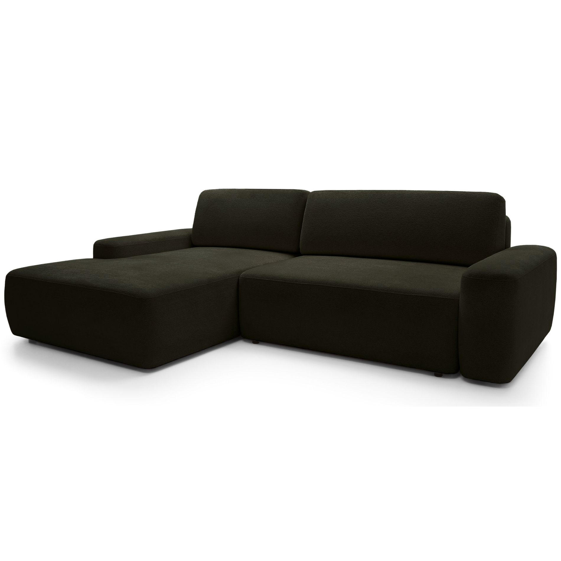 ECKSOFA Baleo Olivgrün Chenille-Bezug - Schwarz/Olivgrün, Kunststoff/Textil (264/162cm) - Selsey