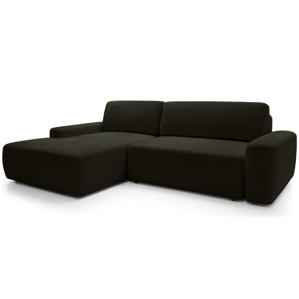 ECKSOFA Baleo Olivgrün Chenille-Bezug - Schwarz/Olivgrün, Kunststoff/Textil (264/162cm) - Selsey