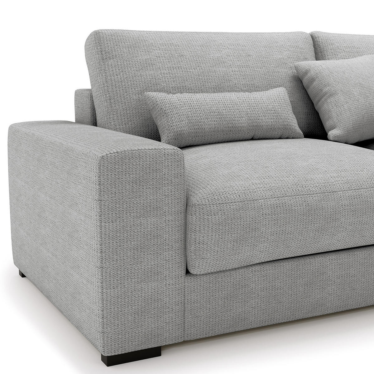 ECKSOFA mit Longchair - Silberfarben/Schwarz, Kunststoff/Textil (340/205cm) - home24