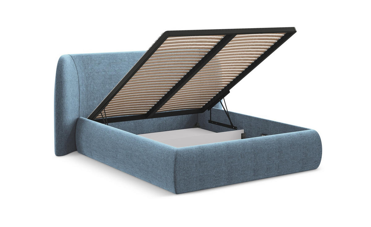 POLSTERBETT mit Bettkasten und Lattenrost 180x228 Grau - Silberfarben/Schwarz, Kunststoff/Textil (160/200cm) - Makamii