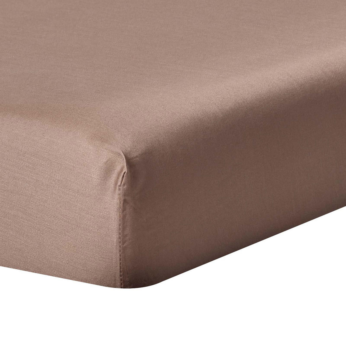 SPANNBETTLAKEN Satin aus 100% Bio-Baumwolle - Braun, Textil (150/200cm) - Homescapes