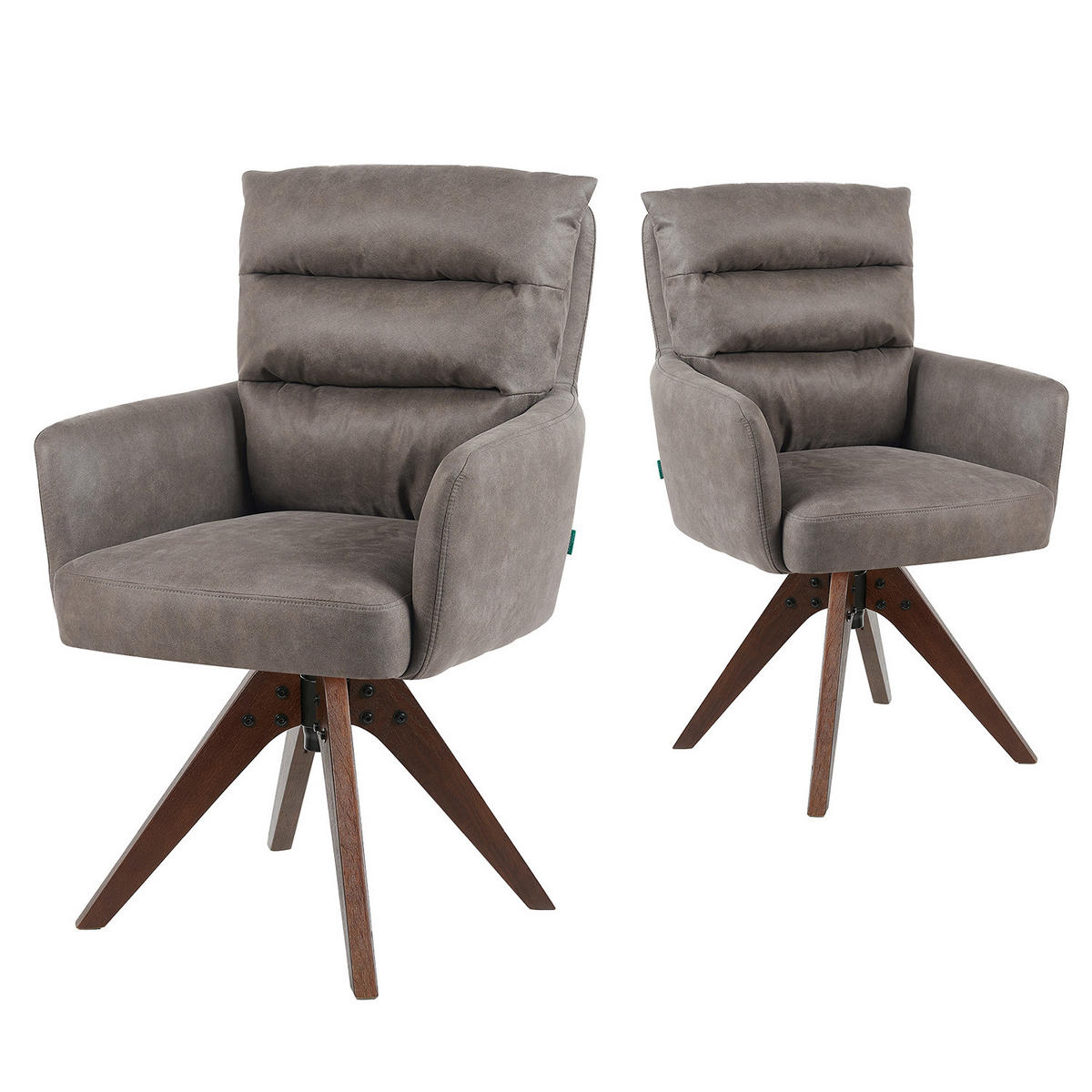 ARMLEHNSTUHL Mika-Juna 2er-Set - Taupe/Nussbaumfarben, Eichenholz/Holz (59/94/66cm) - DUBI Möbel