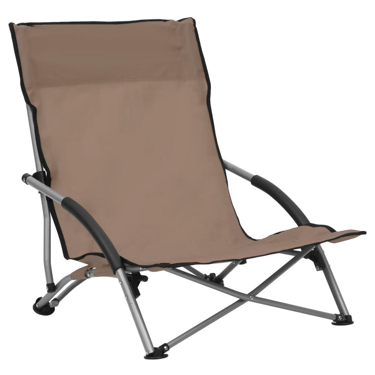 KLAPPBARE Strandstühle 2Er Set Taupe Stoff - Taupe, Metall (55.5/66/65.5cm) - vidaXL