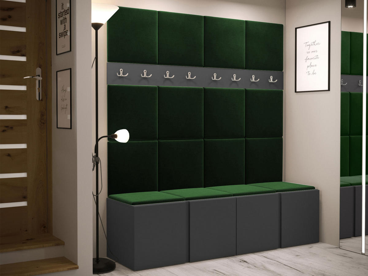 MOBILIER PENTRU HOL Orion V - verde/grafit, material plastic/compozit lemnos (168/186/46cm) - MIRJAN24