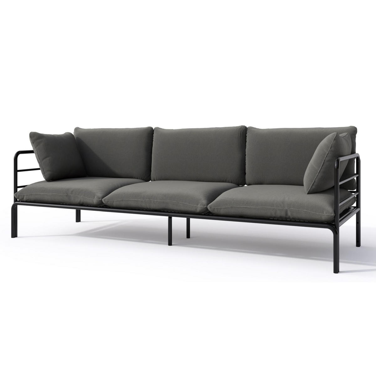 GARTEN-SOFA Worcully Anthrazit/Schwarz - Anthrazit, Textil (225/80/80cm) - Selsey