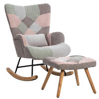 SCHAUKELSTUHL 93 cm bunt mit Fußhocker und Lendenkissen, Bezug aus Samt - Multicolor, Textil (83/91/68cm) - Flora Grace