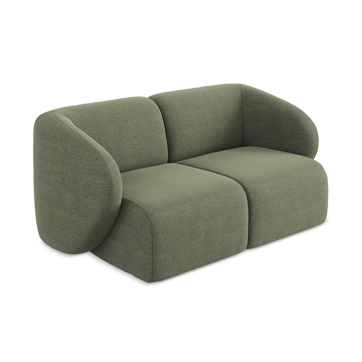2-SITZER-SOFA Bouclé Stoff Grün - Schwarz/Olivgrün, Holzwerkstoff/Kunststoff (174/75/94cm) - LaMiaSofa