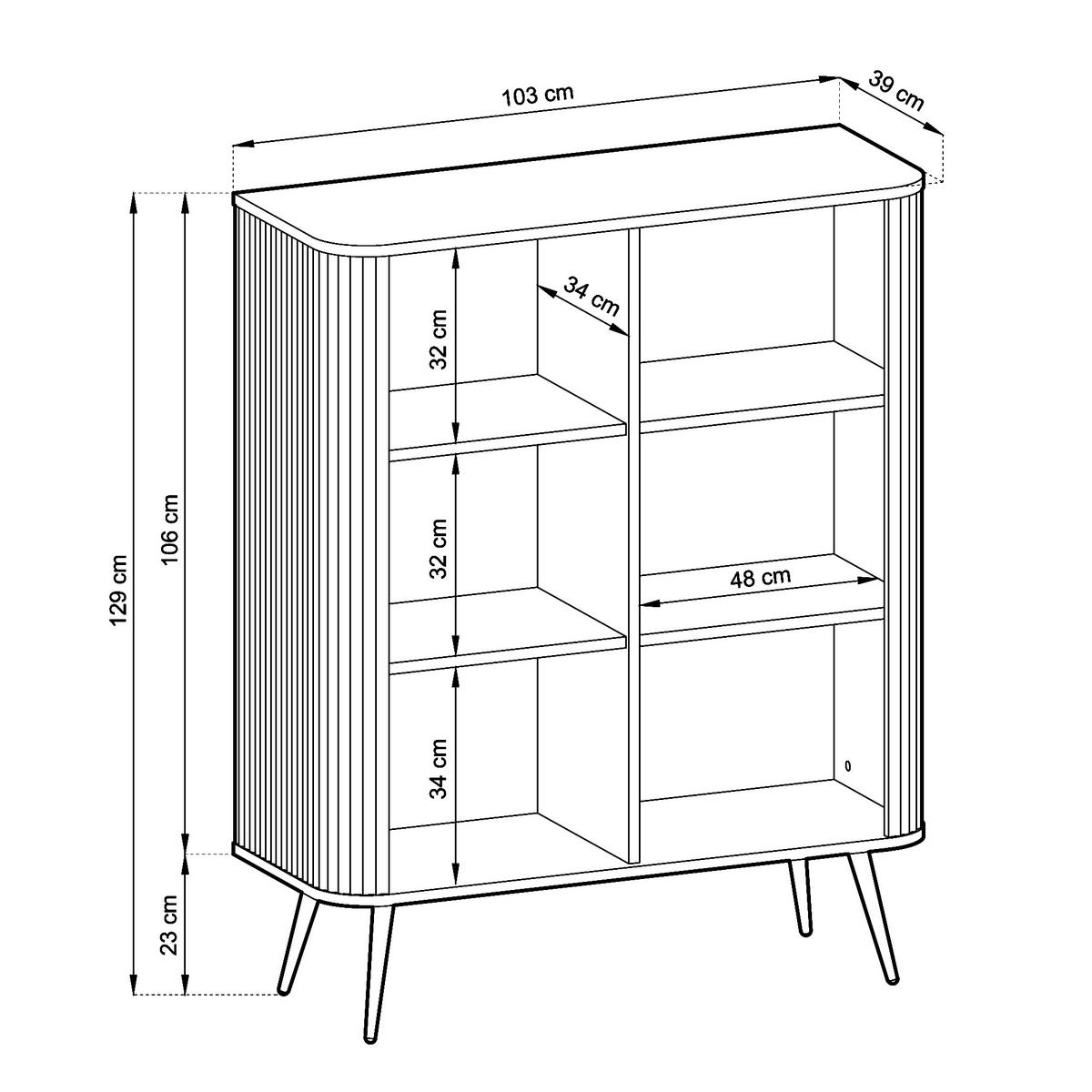 SIDEBOARD MORDEN KOM1 Abgerundeter Korpus Schwarz Schwarz - Schwarz, Holzwerkstoff/Kunststoff (103/129/39cm) - Komodee