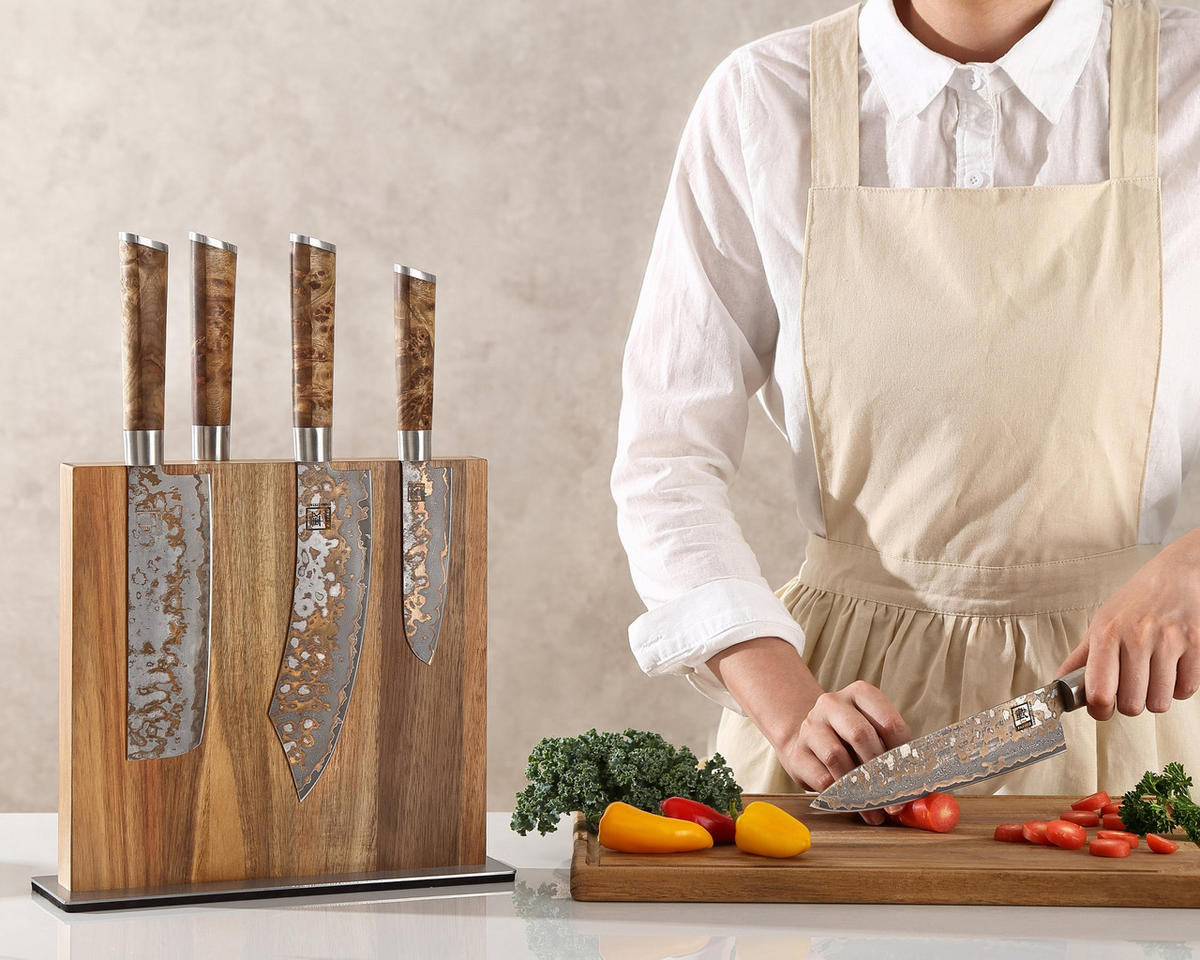 MAGNET-MESSERBLOCK - Akaziefarben, Holz (28/9/26cm) - Oleio