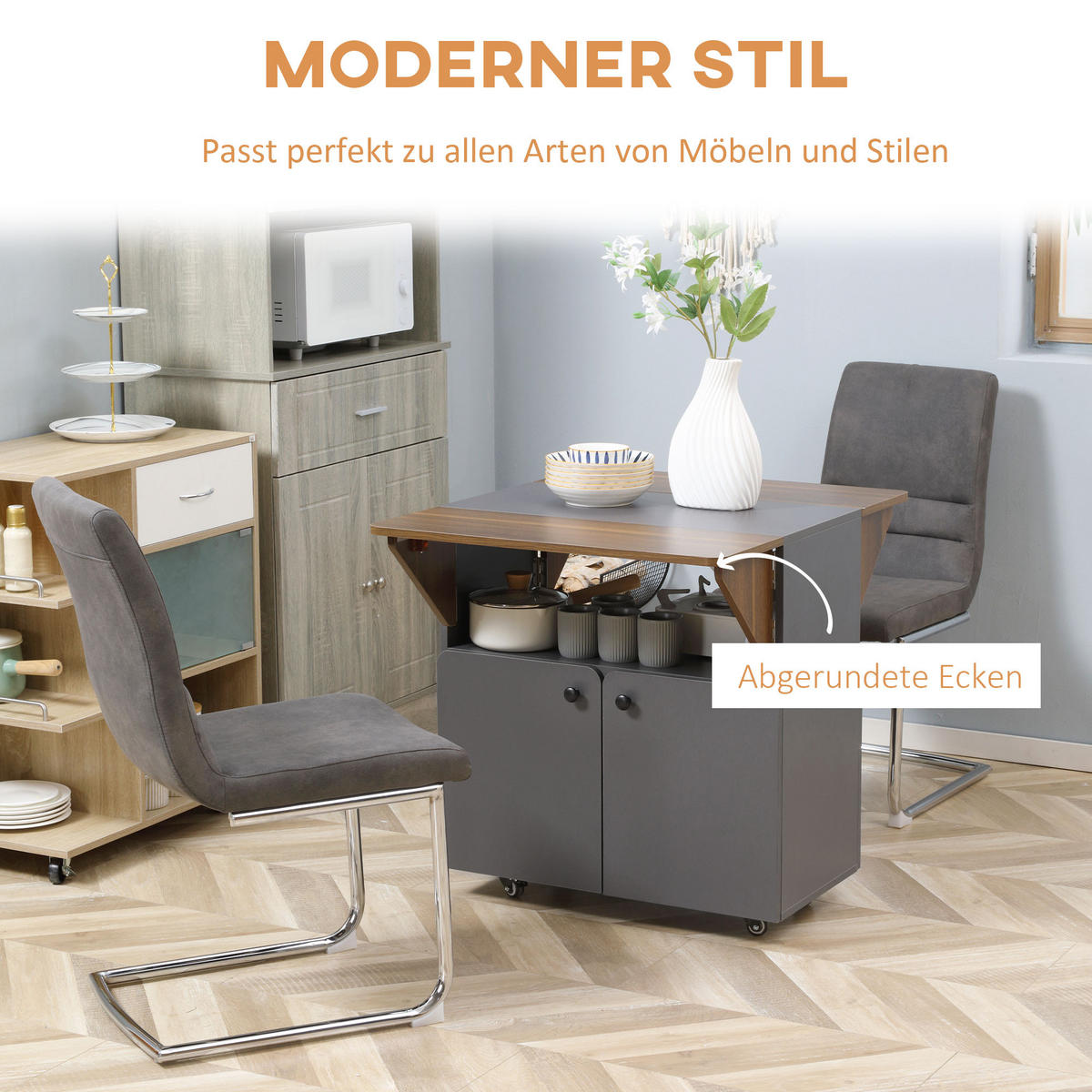KLAPPTISCH Spanplatte Stahl Hellgrau Dunkelbraun - Hellgrau/Schwarz, Holzwerkstoff/Kunststoff (70/83/75cm) - HOMCOM