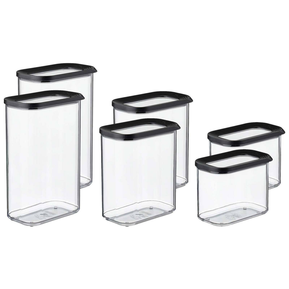 VORRATSDOSEN Modula schwarz 6er Set - Schwarz, Kunststoff (1/1/1cm) - Mepal