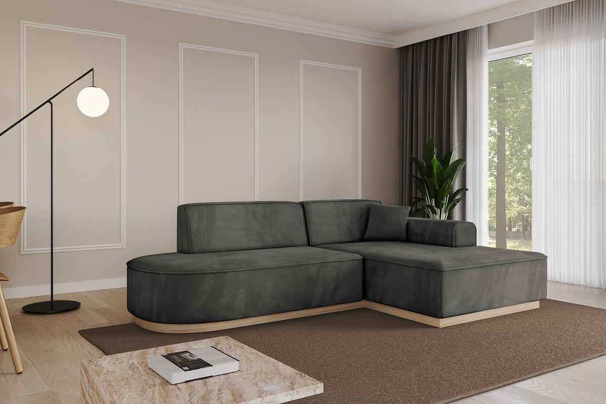 ECKSOFA Ottomane Rechts IREA-L1 - 232x165x80 cm Ecru - Anthrazit, Holzwerkstoff/Textil (232/165cm) - ALTDECOR