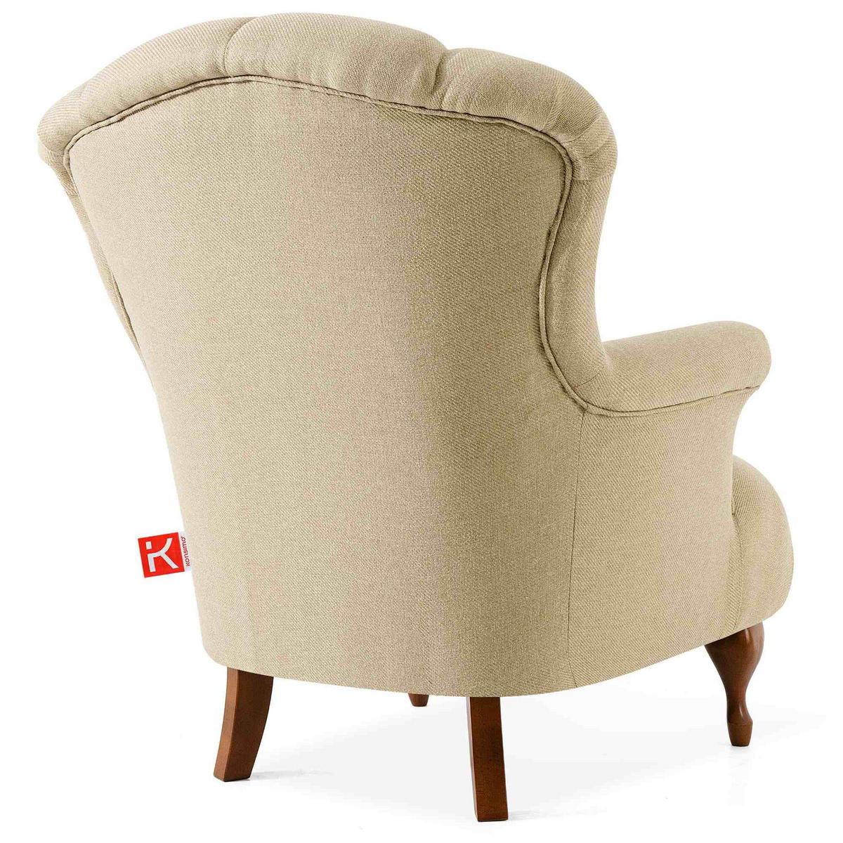 SESSEL TOMIS geflochtener Stoff, karierter - Creme/Braun, Holz/Holzwerkstoff (76/101/83cm) - KONSIMO®