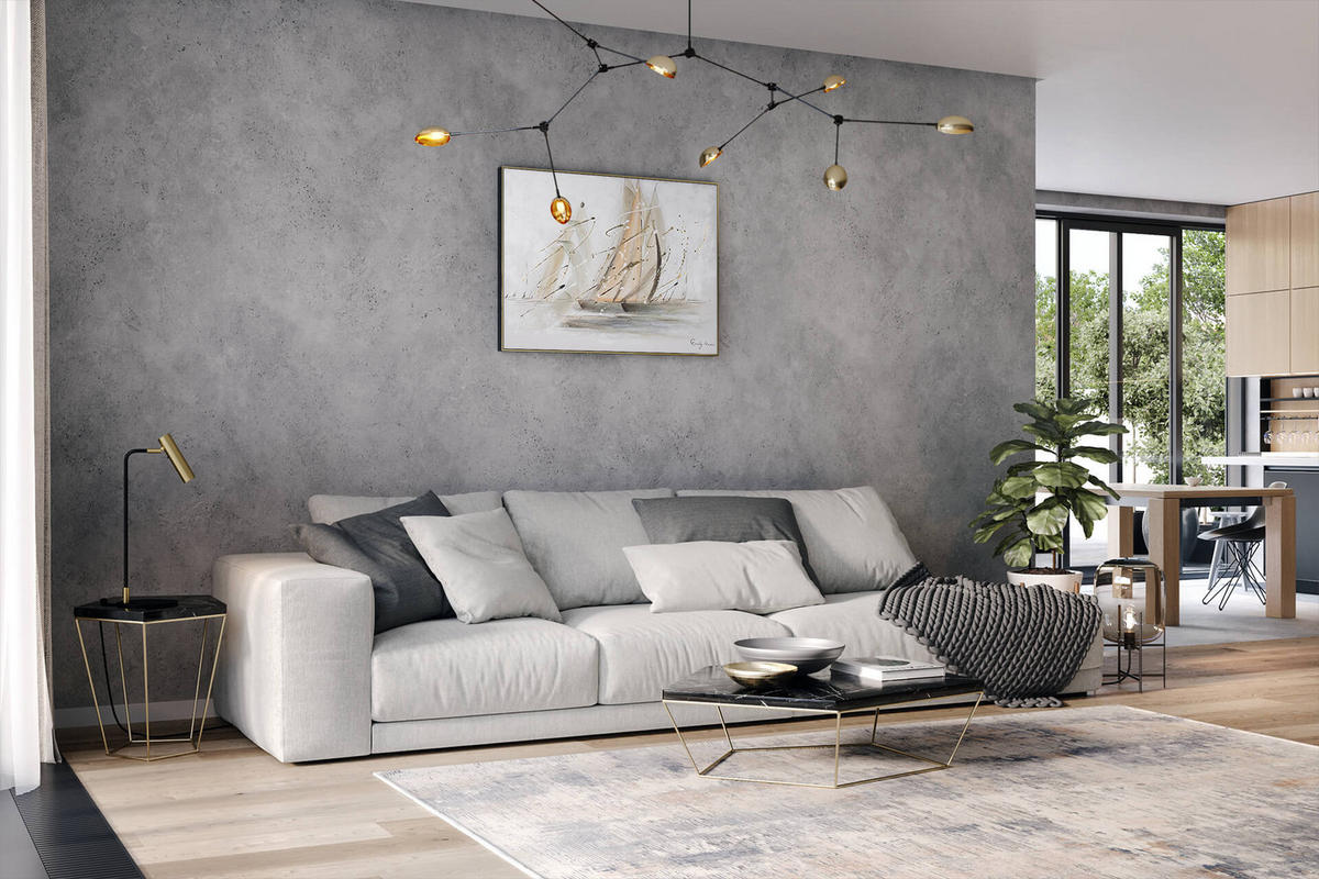 OLEJOMAĽBA 100/75 cm, More a pláž - sivá/béžová, drevo/textil (100/75cm) - KUNSTLOFT