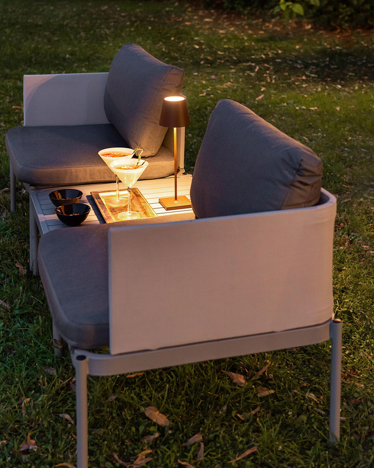 LOUNGE set cu 2 locuri modular gri Terracina - gri, metal - Beliani