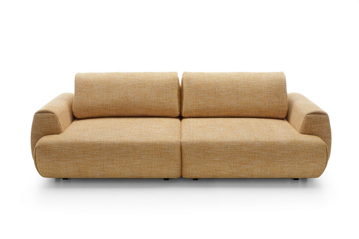 BETTSOFA ZEST Gelb Chenille-Stoff mit Schlaffunktion - Gelb, Textil (106/81/260cm) - MASSENO