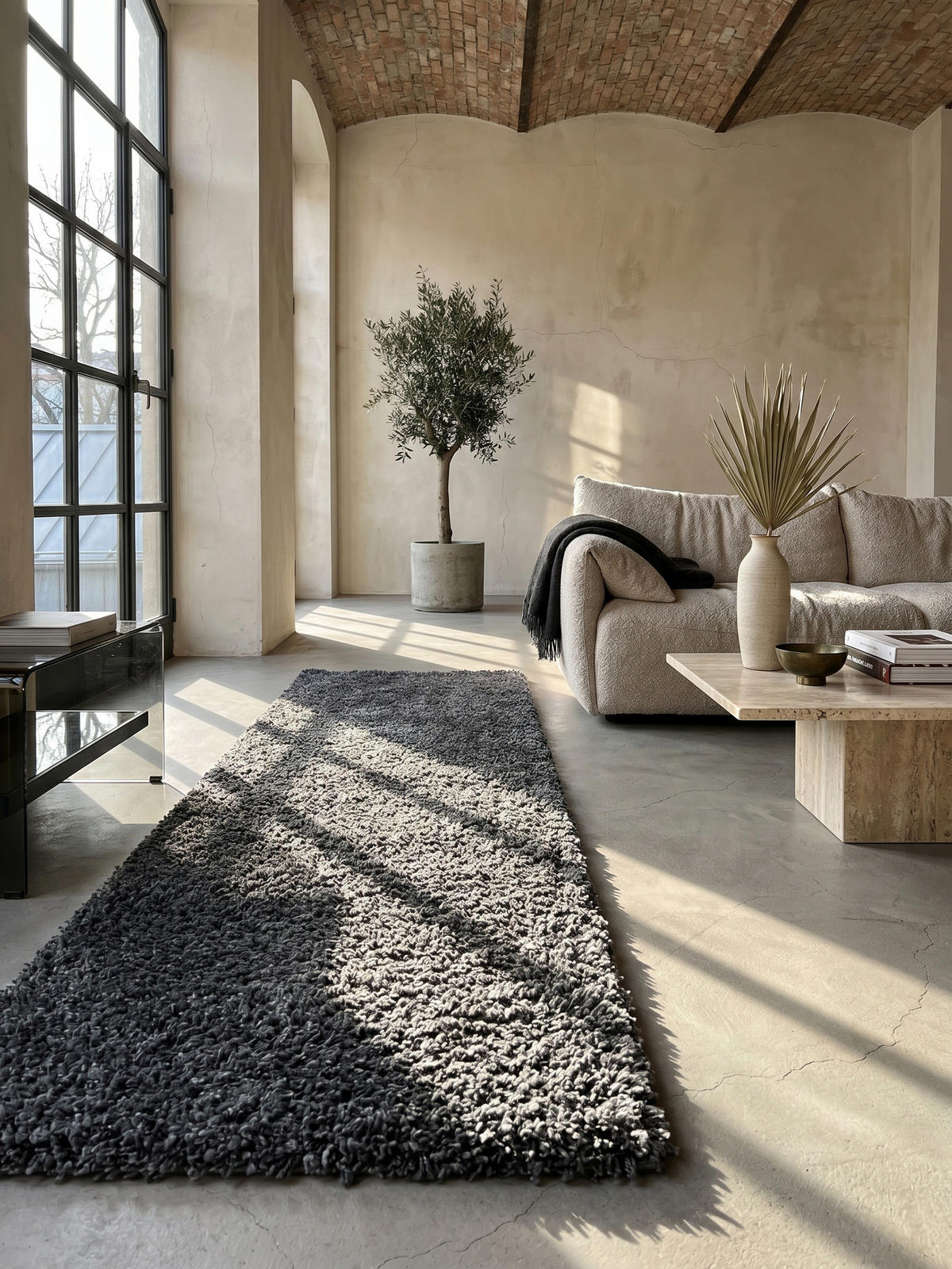 HOCHFLORTEPPICH RHEIN, einfarbig, aus Polypropylen, Grau, 80 x 250 cm - Grau, Textil (80/250cm) - KADIMA DESIGN