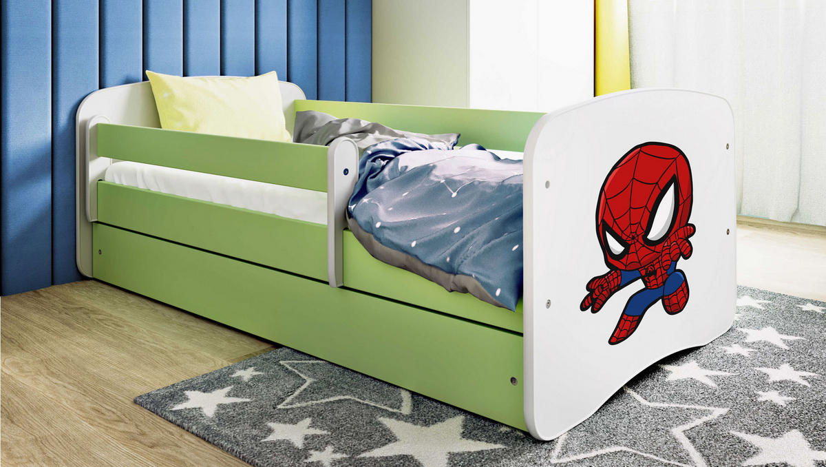 KINDERBETT Emily mit Schublade und Matratze, Grün 70x140 cm - Grün, Holzwerkstoff (140/70cm) - WFL GROUP
