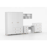 JUGENDZIMMER Svala 4 teilig in Weiß, Skandinavischer Stil, großer Kleiderschrank, Schreibtisch, Kommode 02, Jugendbett - Weiß, Holzwerkstoff (80/200/120cm)