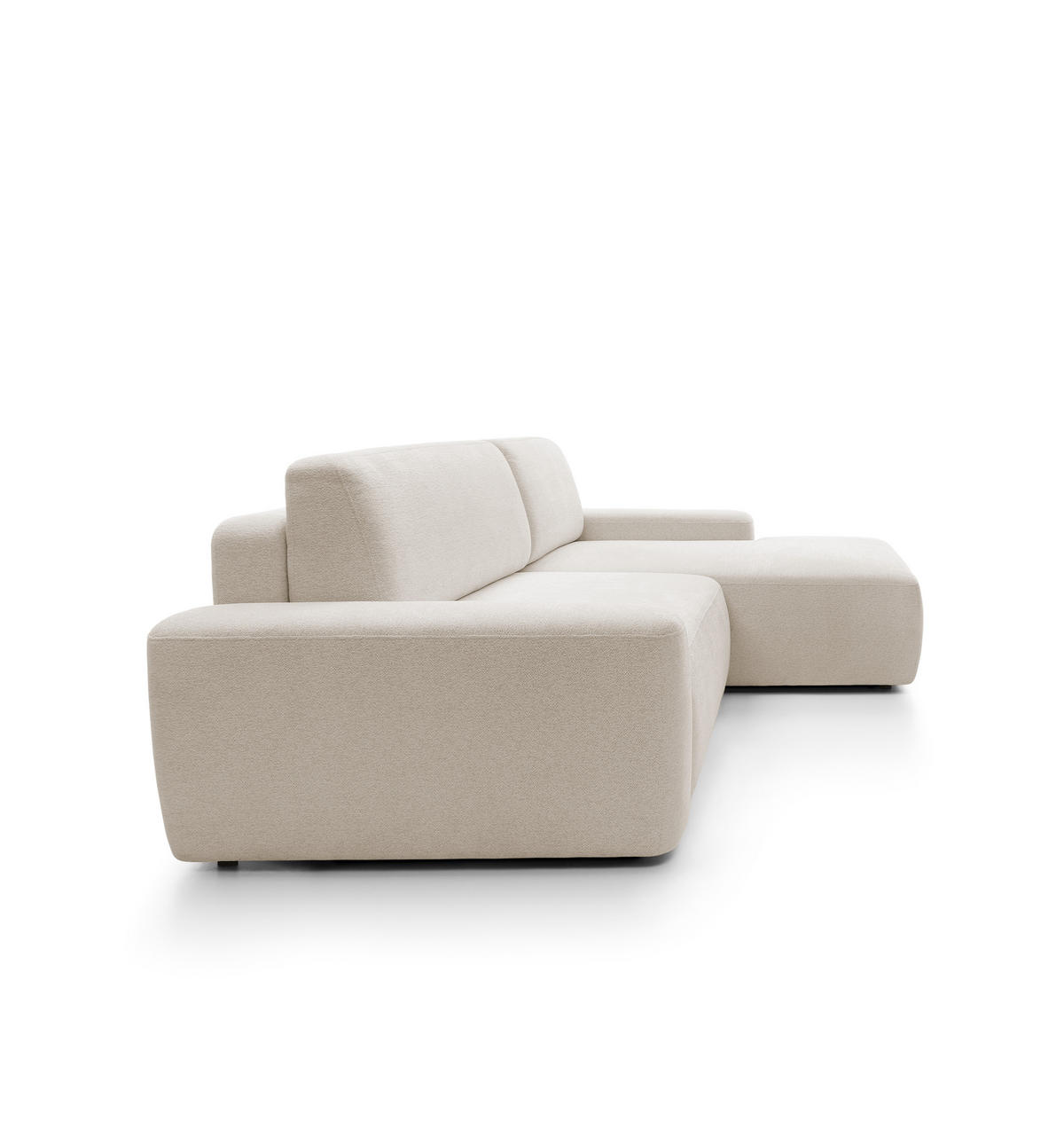 ECKSOFA BOULI 4-Sitzer Polstersofa Raven mit Schlaffunktion 130x210 cm Bettzeugablage 264x162x82 cm rechte, Farbe: Sand​ - Sandfarben, Holz/Textil (264/162cm) - DomoHome