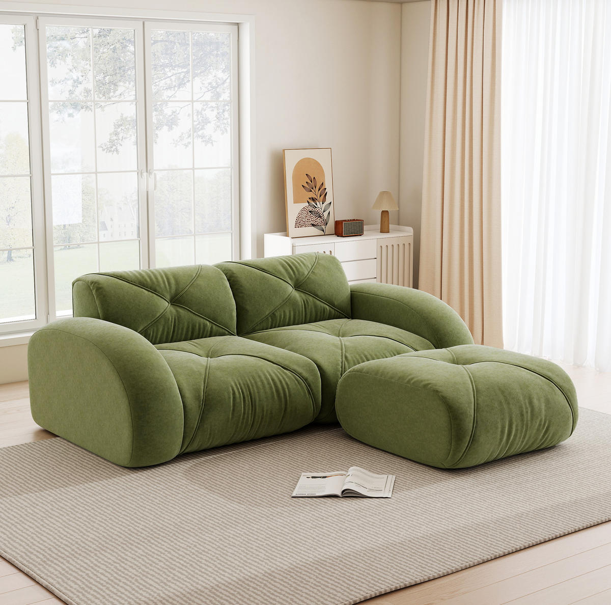 SOFA modular Chenille Green - Grün, Kunststoff (171/204cm) - Meubliv