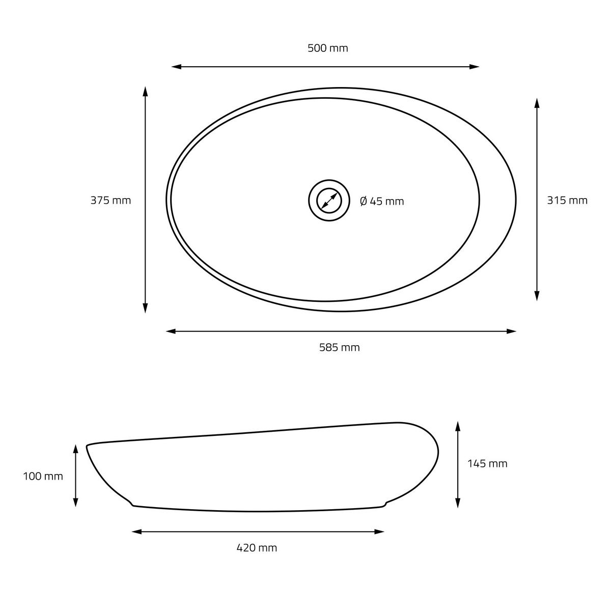 WASCHBECKEN - Schwarz, Keramik (37.5/14.5/58.5cm) - ML-DESIGN