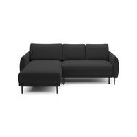 ECKSOFA BONO Stilvolles Sofa mit Schlaffunktion, Robuste Holzfüße, Elegante Armlehnen, Tiefe Sitzfläche 226x164x88cm, Linke, Schwarz - Schwarz, Holz/Textil (164/226cm) - DomoHome