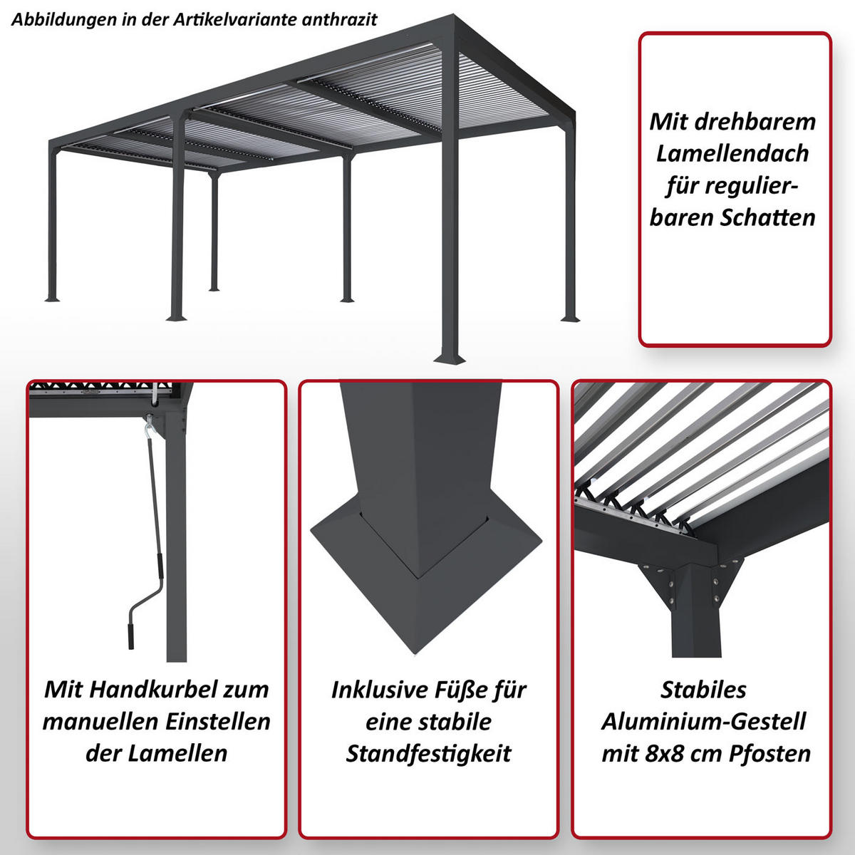 ALU PERGOLA Weiß - Weiß, Metall (590/224/306cm) - MCW