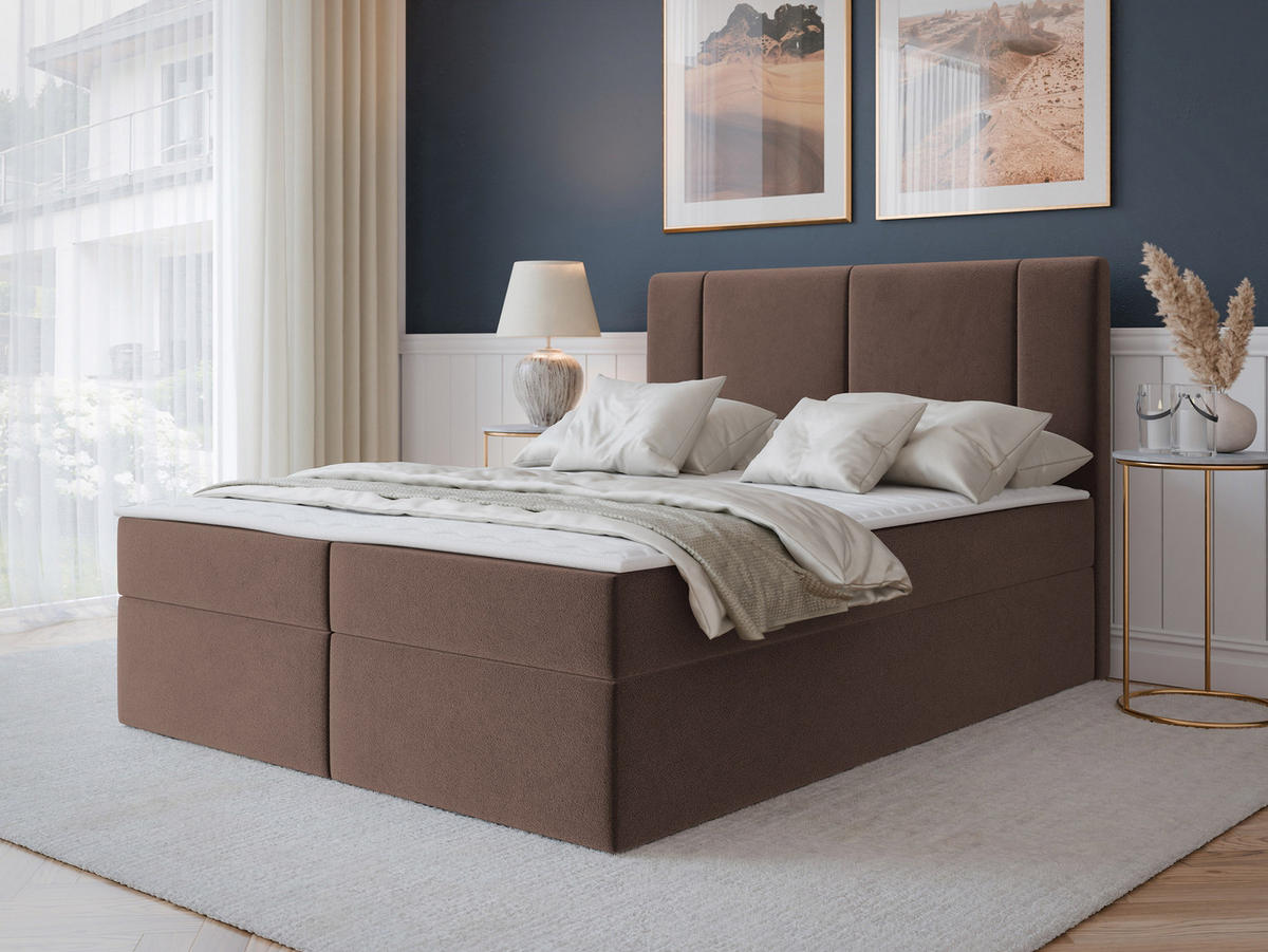 BOXBETT Michelle 140x200 - H3 - Schwarz/Braun, Holzwerkstoff/Kunststoff (140/200cm) - MIRJAN24